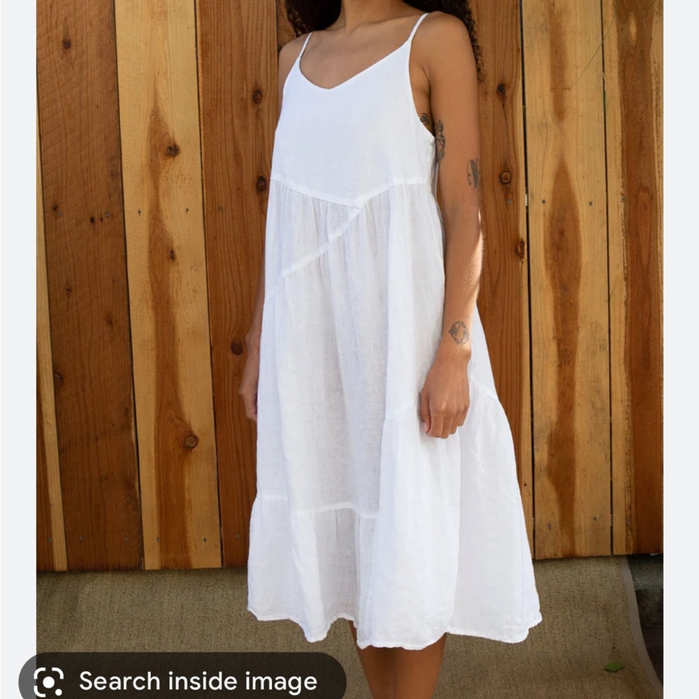 CP SHADES midi yellow linen dress